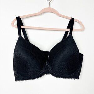 2/$30 Black Fuchsia by Secret Lace LLC Underwire Argyle Lace Bra Black 44D #9447